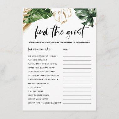 Tropical Leaves Find The Guest Shower Game Invitations