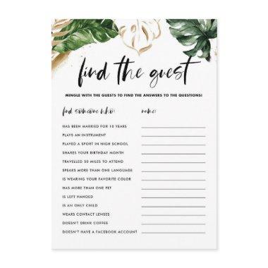 Tropical Leaves Find The Guest Shower Game Invitations