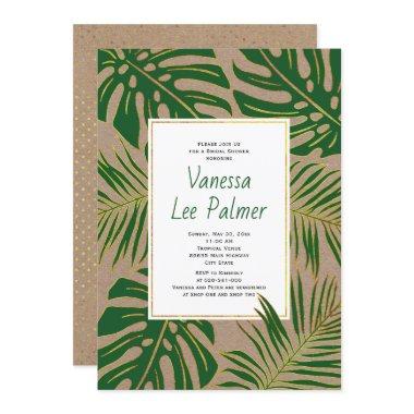 Tropical leaves kraft paper wedding