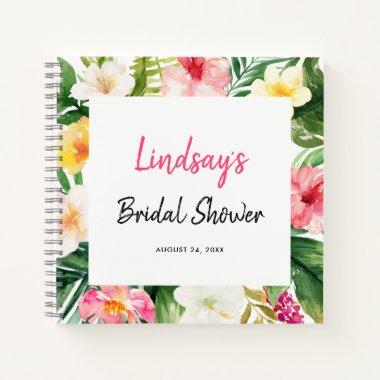 Tropical Leaves Luau Bridal Shower Guestbook Notebook