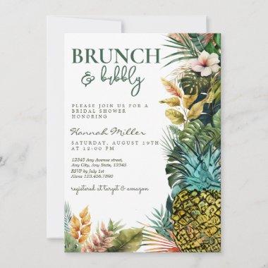 Tropical Leaves | Pineapple | Bridal Shower Brunch Invitations