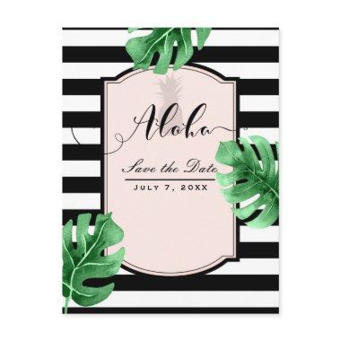 Tropical Leaves & Pineapple Elegant Save the Date Announcement Post