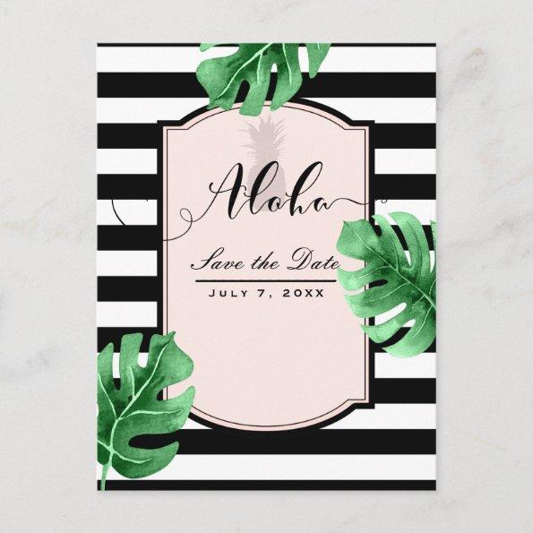 Tropical Leaves & Pineapple Elegant Save the Date Announcement PostInvitations