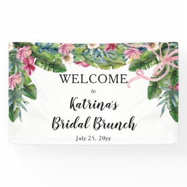 Tropical Leaves | Pink Floral Bridal Brunch Banner