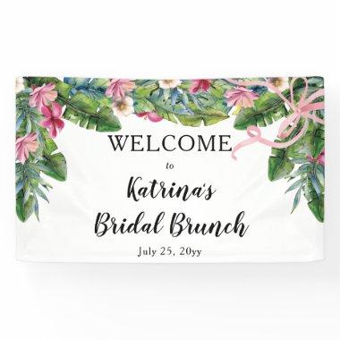 Tropical Leaves | Pink Floral Bridal Brunch Banner
