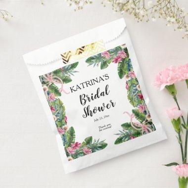 Tropical Leaves | Pink Floral Bridal Shower Favor Bag