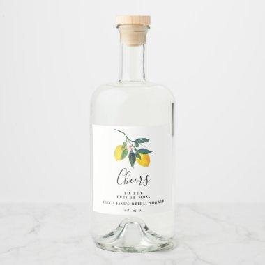 Tropical Lemon Bridal Shower Liquor Bottle Label