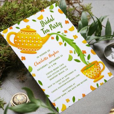 Tropical Lemons And Limes Bridal Tea Party Invitations