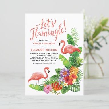 Tropical Let's Flamingle Summer Bridal Luncheon Invitations