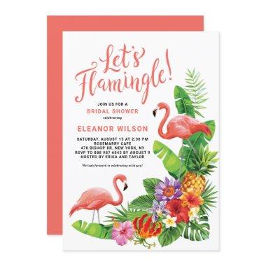 Tropical Let's Flamingle Summer Bridal Shower Invitations