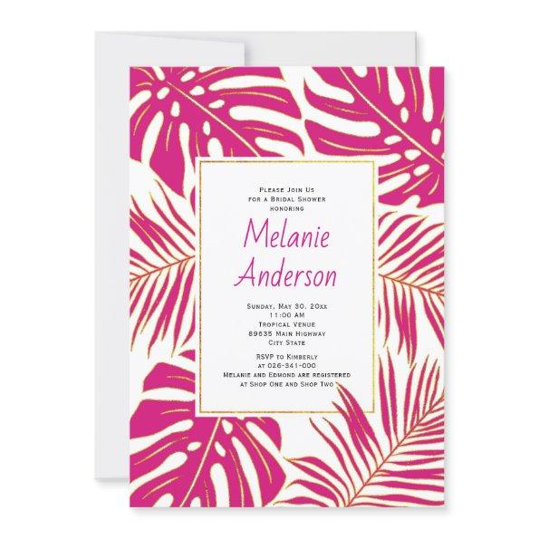 Tropical magenta leaves wedding