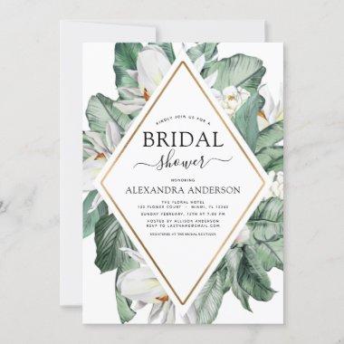 Tropical Magnolia Bridal Shower Floral Watercolor Invitations