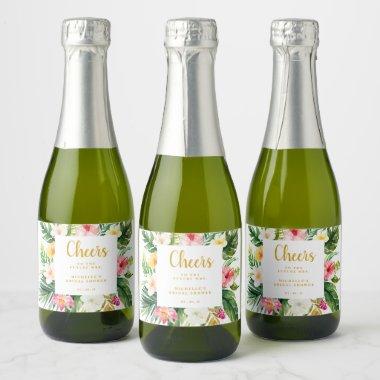 Tropical Mini Sparkling Wine Label, Bridal Shower Sparkling Wine Label