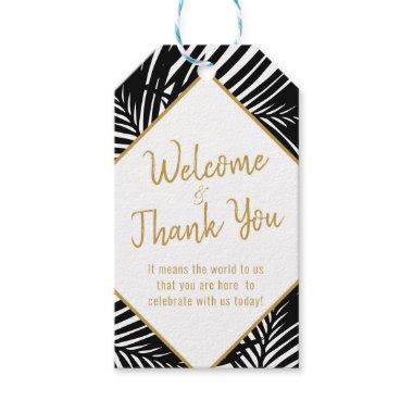 Tropical Modern Black and White Thank You Favor Gift Tags
