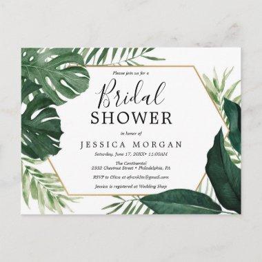 Tropical Monstera Bridal Shower Invitation PostInvitations
