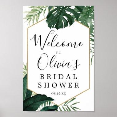 Tropical Monstera Bridal Shower Welcome Sign
