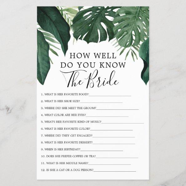 Tropical Monstera Double Sided Bridal Shower Games