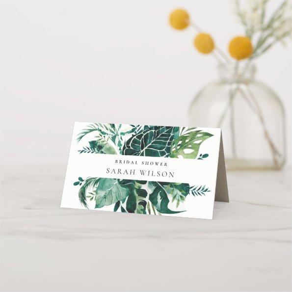 Tropical Monstera Green Fauna Leafy Bridal Shower Place Invitations