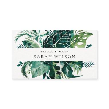 Tropical Monstera Green Fauna Leafy Bridal Shower Place Invitations