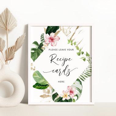 Tropical monstera leave your recipe Invitations here poster