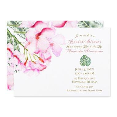 Tropical Oasis Pink Green Hawaiian Bridal Shower Invitations