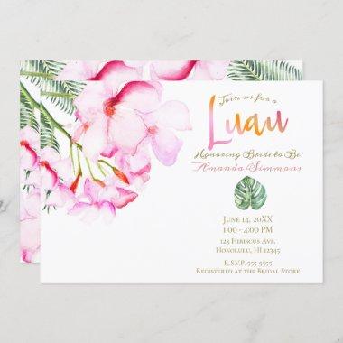 Tropical Oasis Pink Green Hawaiian Bridal Shower Invitations