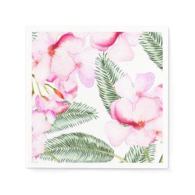 Tropical Oasis Pink Green Hawaiian Bridal Shower Napkins