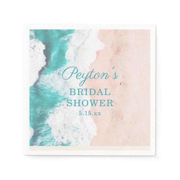 Tropical Ocean Beach Turquoise Tan  Napkins