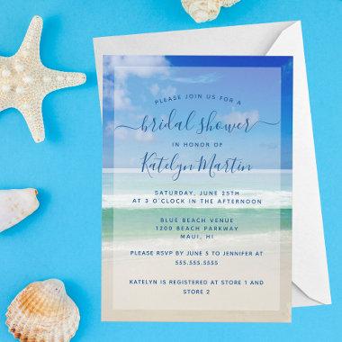 Tropical Ocean Waves Photo Beach Bridal Shower Invitations
