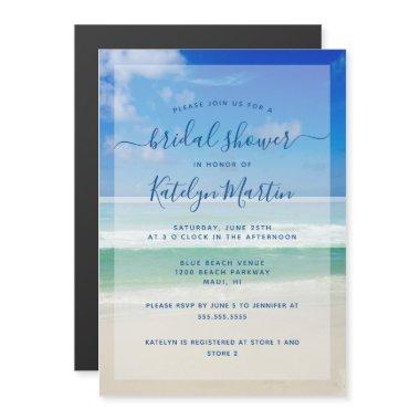 Tropical Ocean Waves Photo Beach Bridal Shower Magnetic Invitations
