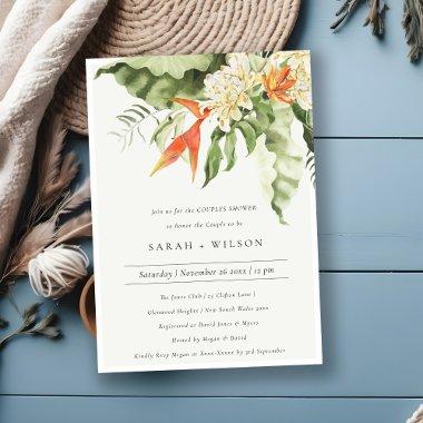 Tropical Orange Green Botanical Couples Shower