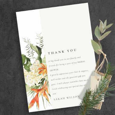 Tropical Orange Green Leaf Botanical Bridal Shower Thank You Invitations