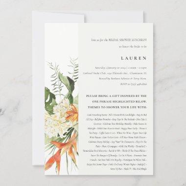 Tropical Orange Leafy Botanical Bridal Shower Invitations