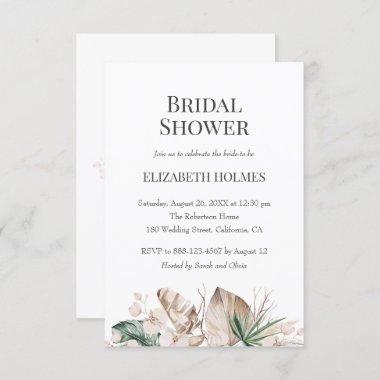 Tropical Orchid Monstera Bridal Shower Invitations