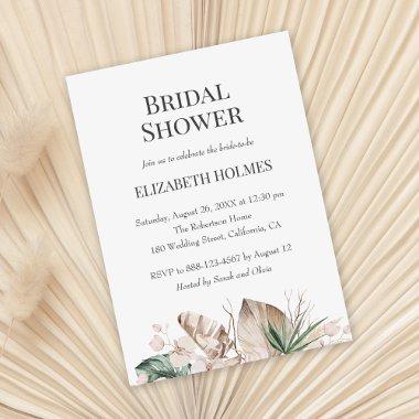 Tropical Orchid Monstera Bridal Shower Invitations