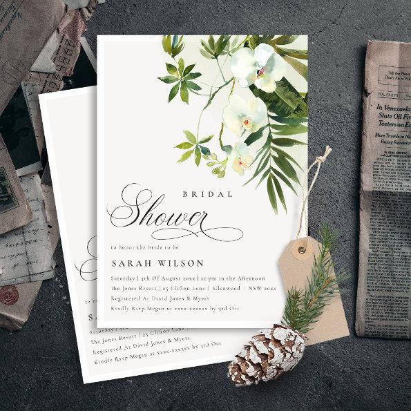 Tropical Orchid Palm Fauna Bridal Shower Invite