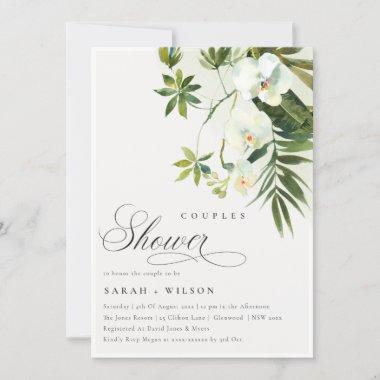 Tropical Orchid Palm Fauna Couples Shower Invite