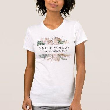 Tropical Orchid with Monstera Bride Squad Tshirt
