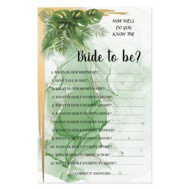 Tropical Palm Do you know the Bride Shower Game Flyer