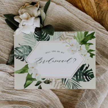 tropical palm floral bridesmaid proposal Invitations