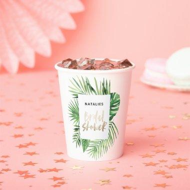 tropical palm leaf and gold  paper cups