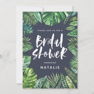 Tropical palm leaf Bridal shower Invitations
