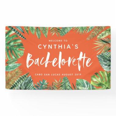 Tropical palm leaf & script bachelorette banner