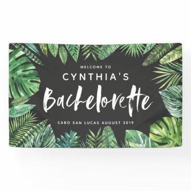 Tropical palm leaf & script bachelorette banner