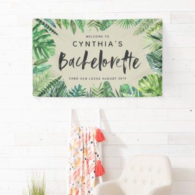 Tropical palm leaf & script bachelorette banner