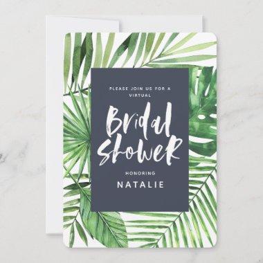 Tropical palm leaf virtual bridal shower invite