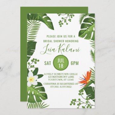 Tropical Palm Leaves Bridal Shower Invitations