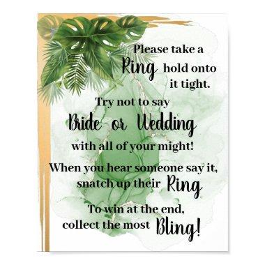 Tropical Palm Put a Ring on it Shower Game Sign