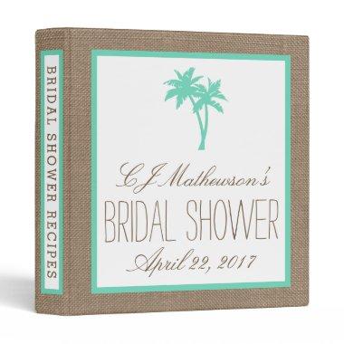 Tropical Palm Tree Beach Bridal Shower Recipe 3 Ring Binder