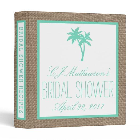 Tropical Palm Tree Beach Bridal Shower Recipe Binder